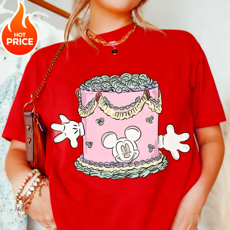 ديزني ميكي ماوس 2026 صبي فتاة تيشيرت صيفي الأسرة الوالدين والطفل ارتداء المتضخم عادية الرجال النساء قصيرة الأكمام تي شيرت Y2k #5