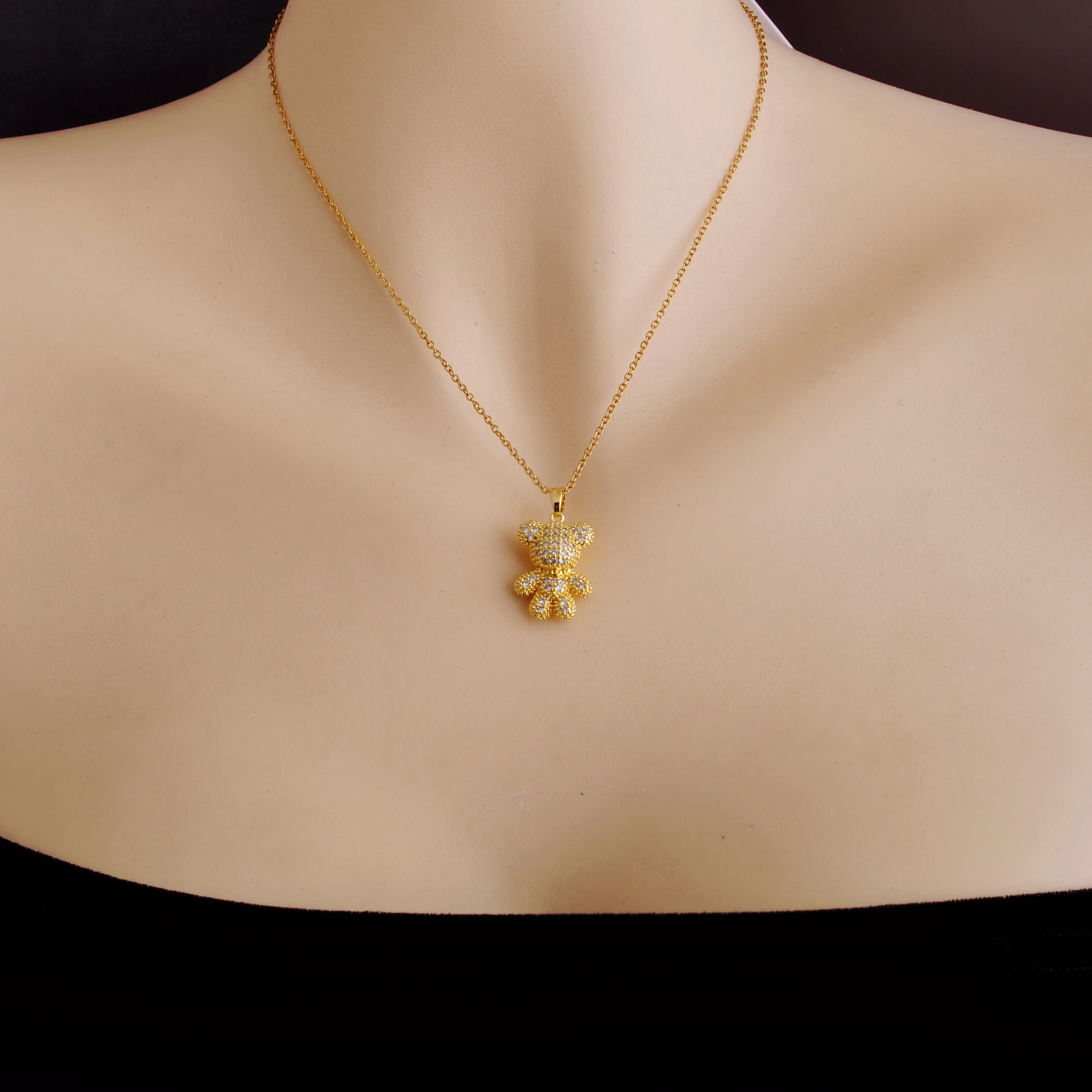 1 Piece Full Diamond Bear Pendant Necklace, Sweet Light Luxury Style, Daily Commute / Date Outfit / Holiday Gift