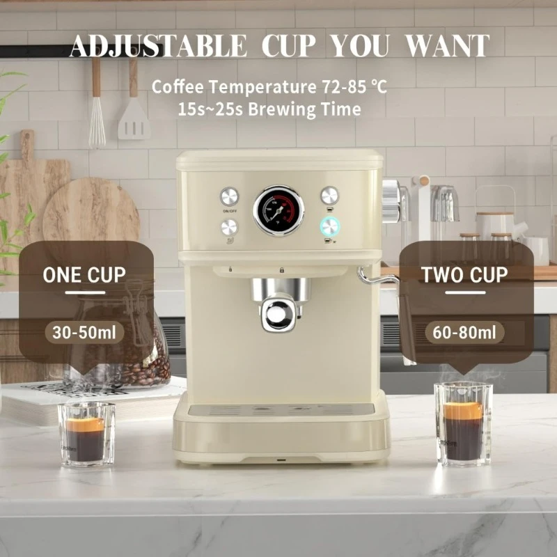 ماكينة اسبريسو 20 بار 2 في 1 مع عصا بخار رغوة الحليب لمسحوق كابتشينو لاتيه وكبسولة فلتر بورتافلتر 50 أونصة #5