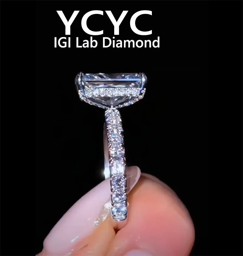Lab Grown Diamond 3 5Ct Ring Solid14K White Gold Radiant Cut Diamond CVD HPHT DEF VS-VVS Wedding Ring Engagement ring