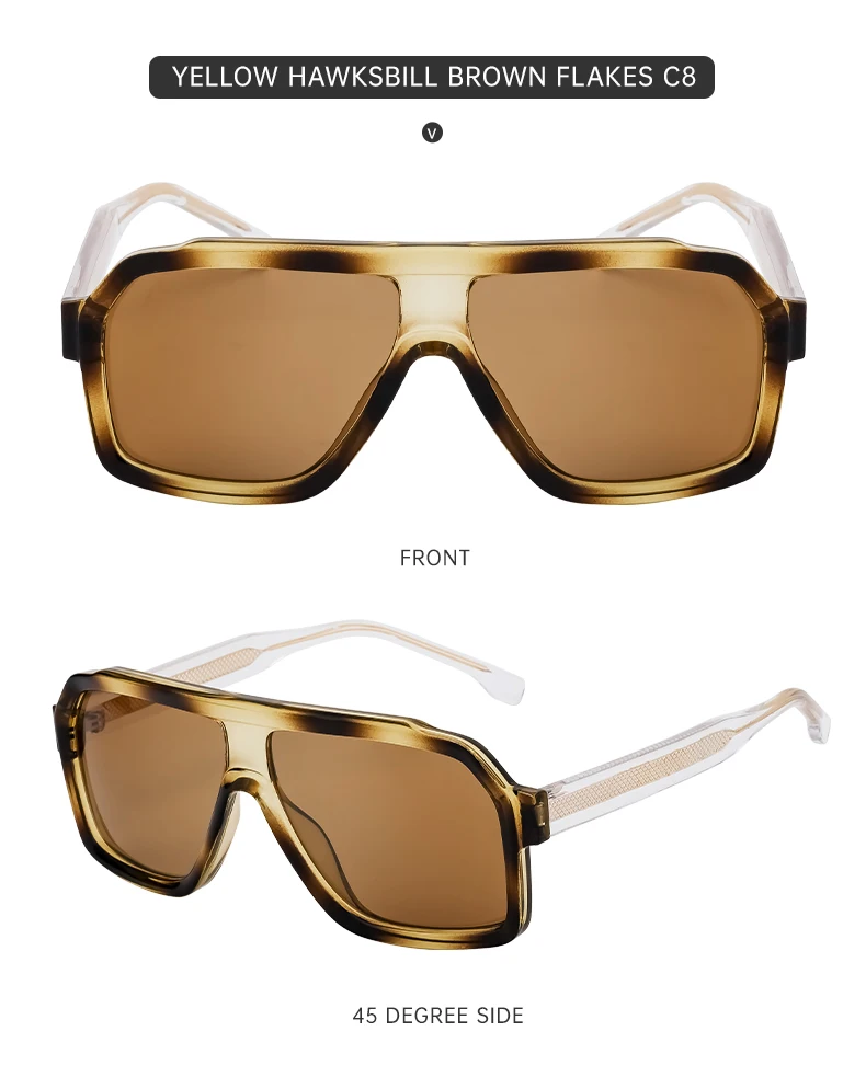 2026 Modische Quadratische Großrahmen-Sonnenbrille für Herren und Damen Luxusmarke Retro Übergroße Shield-Brille für Männer Outdoor-Fahrbrillen – Detail 19