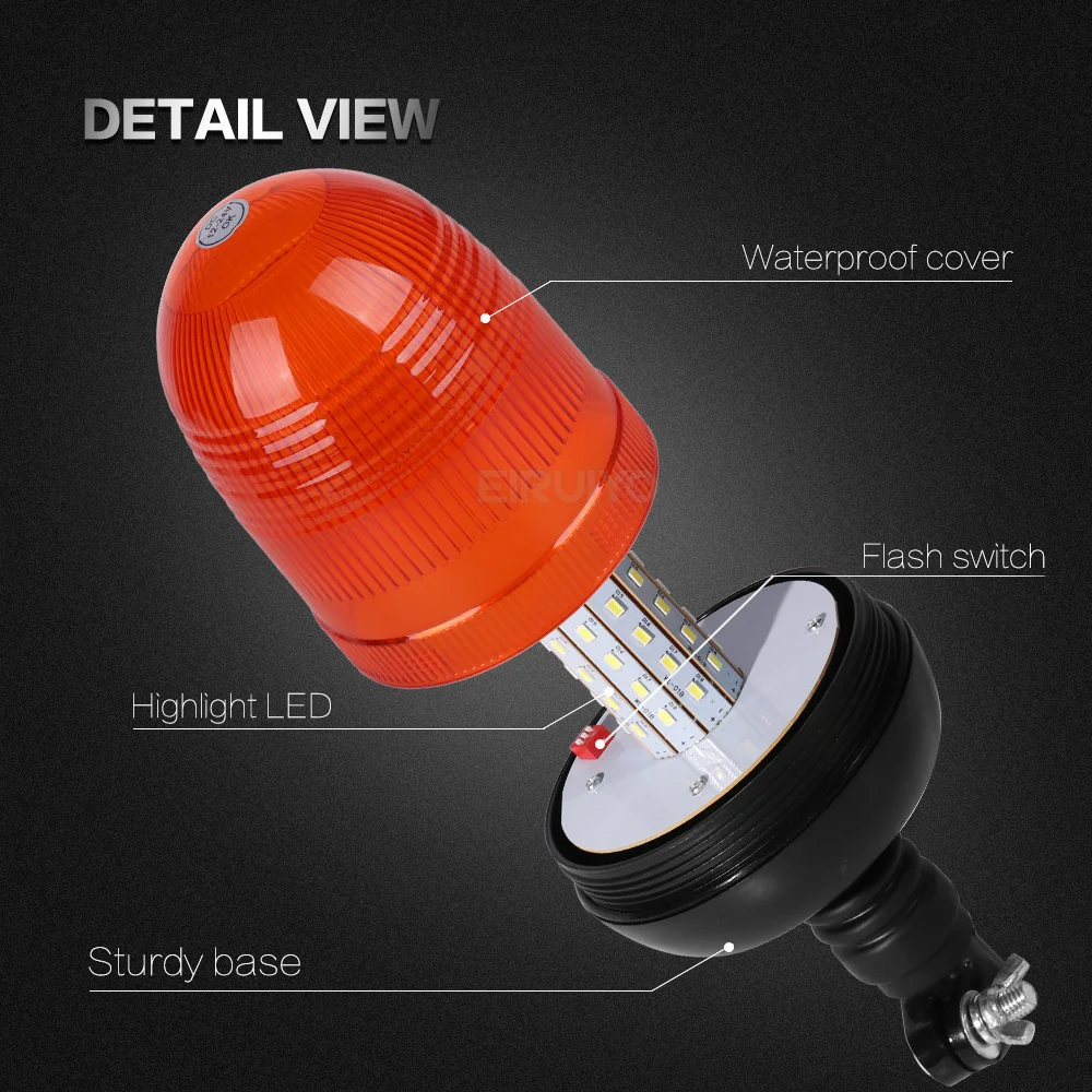 Amber 80 LED Strobe Light Warning Flashing Tractor Motorcycle Forklift Truck Police Emergency Becon Lights Safety Signal Lamp