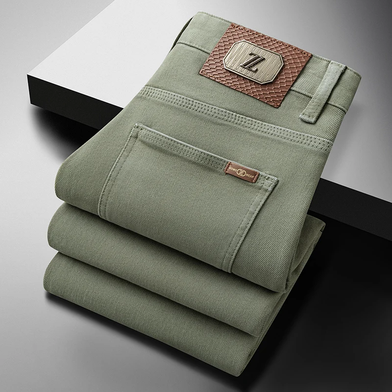 

Новые весенние мужские джинсы: повседневные, универсальные, с высокой талией, на шнурке, эластичные, облегающие, не мнущиеся, из высокотехнологичной ткани, другие материалы