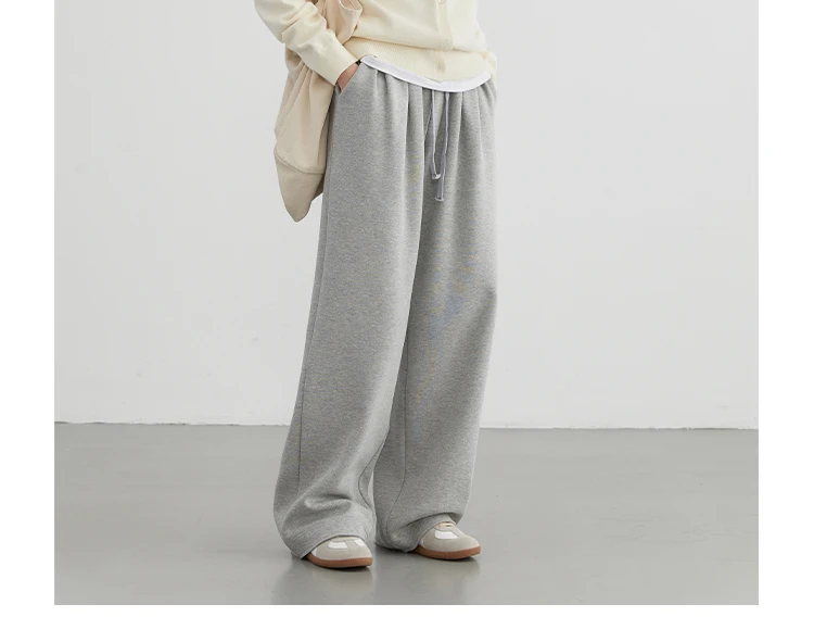 CHIC VEN Women's Pant Streetwear Solid Loose New Drawstring Sports Casual Trousers High Waisted Pants Autumn Winter 2025
