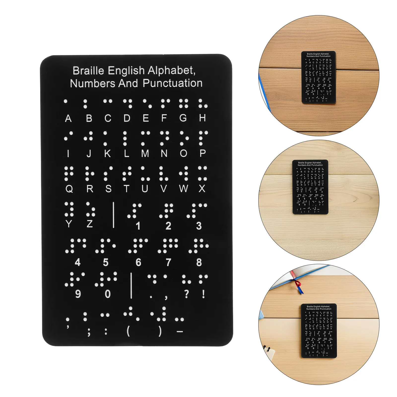 

Black Braille Alphabet Board Tactile Raised Dots Learning System Essential Educational Tool for Blind Adults Braille