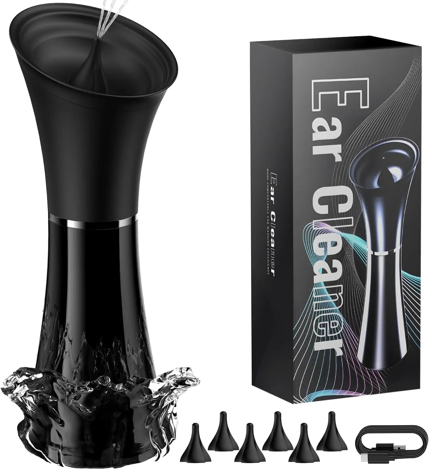 

Electric Ear Cleaner with IPX7 Waterproof, 6 Tips & 4 Pressure Settings - Safe Wax Removal Tool for Women Men