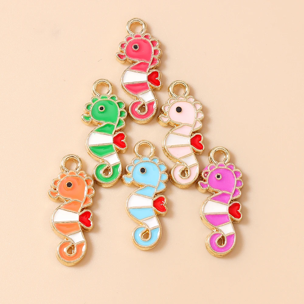 Leslie 20 Stück 9x21mm Niedliche Cartoon-Seepferdchen-Anhänger für DIY Ohrringe, Halsketten, Schmuckherstellung, Zubehör, handgemachte Bastelarbeiten – Detail 2