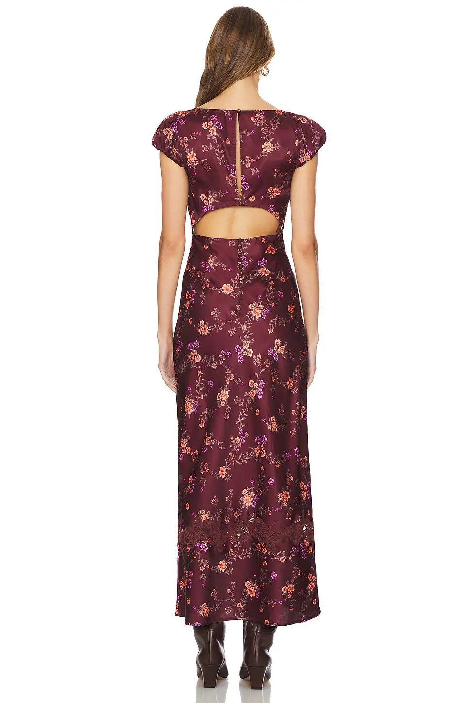 Fashionable Elegant Vintage Lace Patchwork Polka Dot Backless Maxi Dress For Women Luxurious Prom Dinner Party Wedding Guests