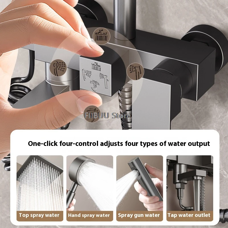 Wall Mounted Rain Shower System 304 Stainless Steel Shower Set Multi-mode Shower High Pressure Shower Head Bathroom Accessories