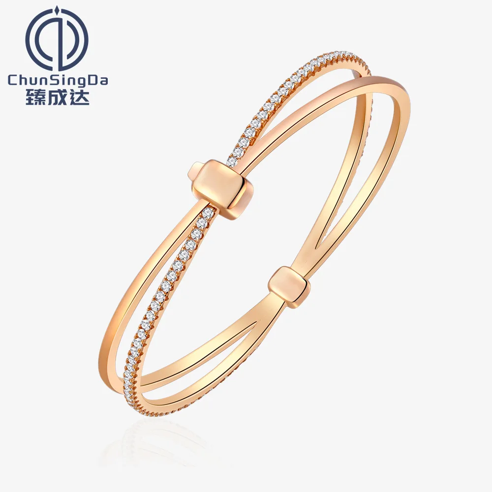 

Original 2024 New Double Ring Champagne Gold Bracelet for Women S925 Pure Silver Bracelet, European and American Silver Jewelry