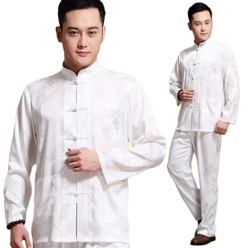 

Chinese Ancient Costume Tai Chi Kongfu Outfit Martial Arts Wear Traditional Male Clothing Tang Suit Hanfu Sets For Men