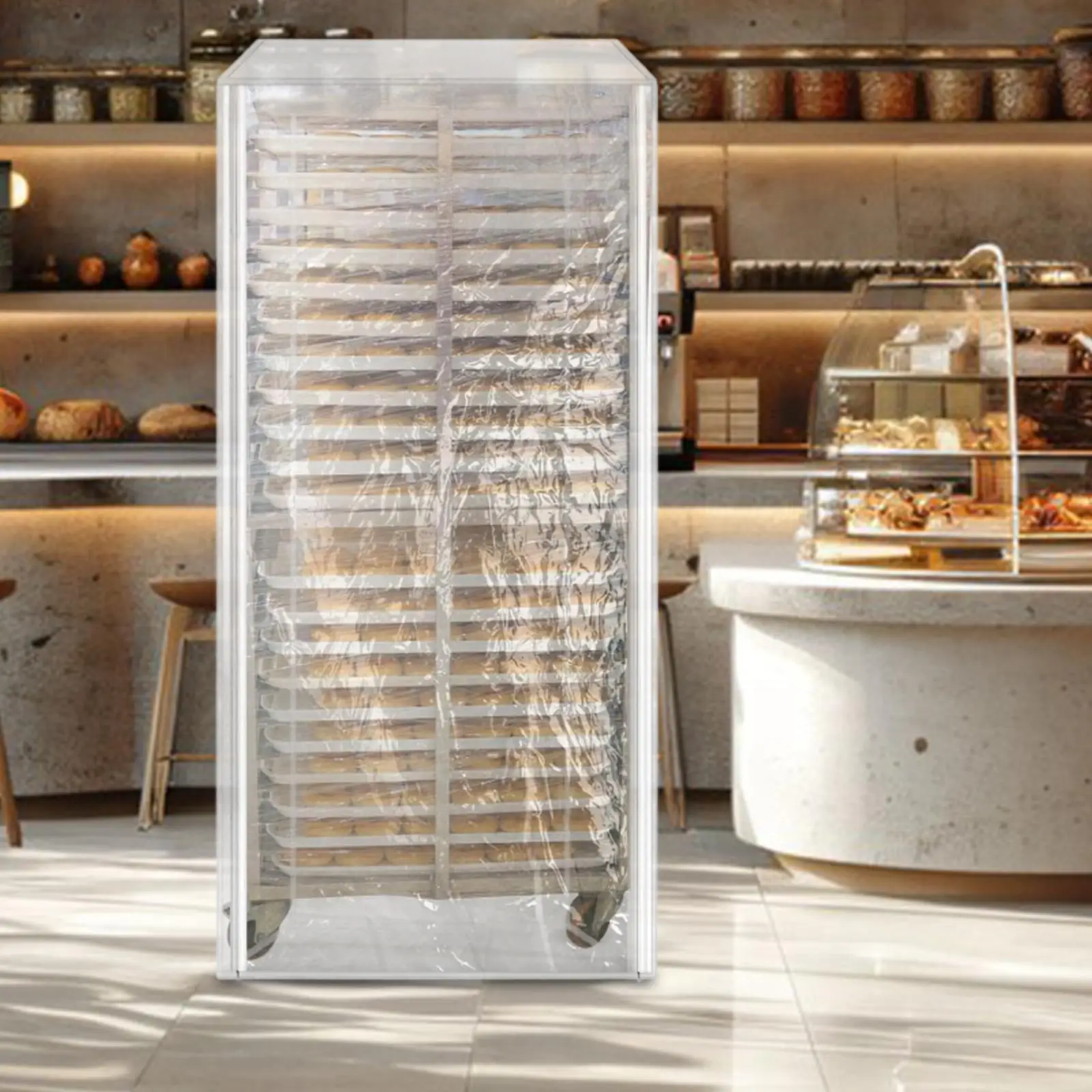 

Large Size PEVA Baker Rack Cover Clear Dustproof Sheet Pan Rack Cover for Home Commercial Kitchen