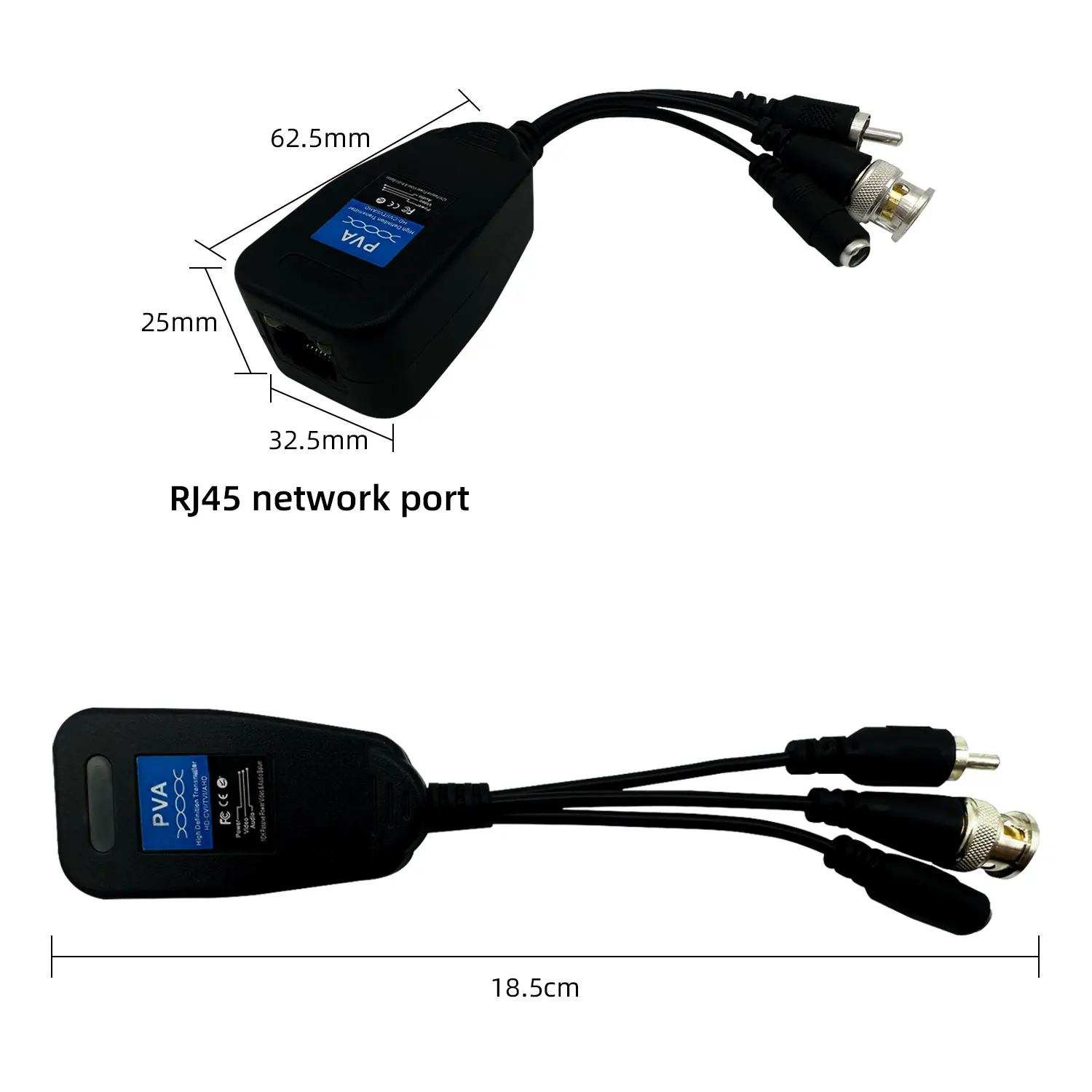 2pcs BNC to RJ45 Transmitter, Monitor Power Transmitter for Integrated Video Power Conversion of HD-CVI/TVI/AHD Analog HD Signal