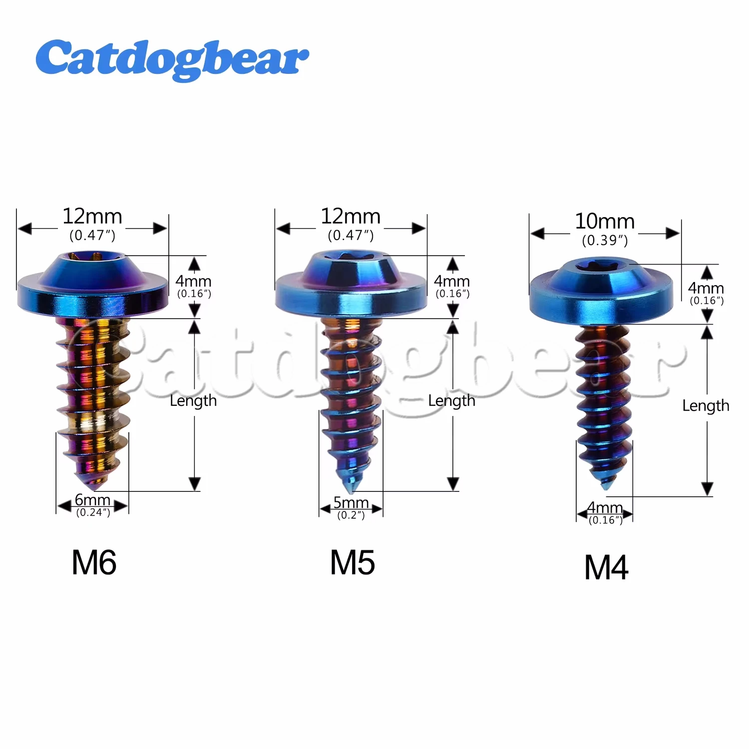 Catdogbear Titanium Ti 4PCS M4X15 20 M5x15 17  20mm M6X15mm Self Tapping Button Torx Head Screw for Motor Bike  Car