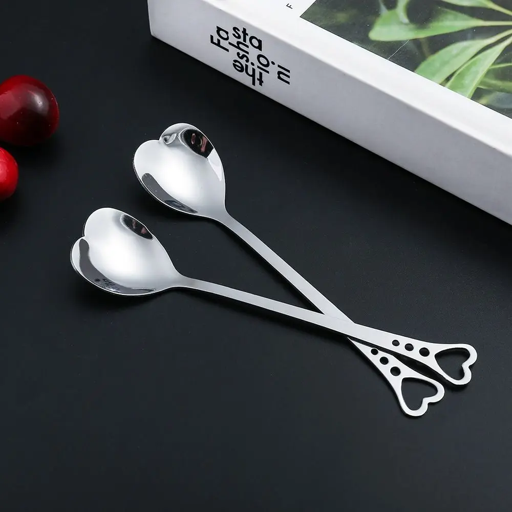 Stainless Steel Heart Shape Coffee Spoons Hollowed Out Heart-shaped Coffee Spoon