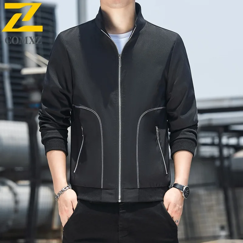 

COMXZ 2024 Autumn New Jacket Men Fashion Casual Stand Collar Coat Men Light Business Thin Jacket Factory Coat Men windbreaker