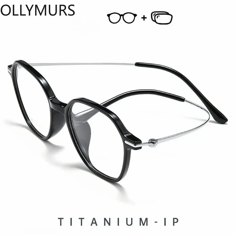 

XUKA Women's Retro Polygon Optical Hyperopia Recipe Eyeglasses TR90 Rim Titanium Prescription Glasses Eyewear MyopiaTemple