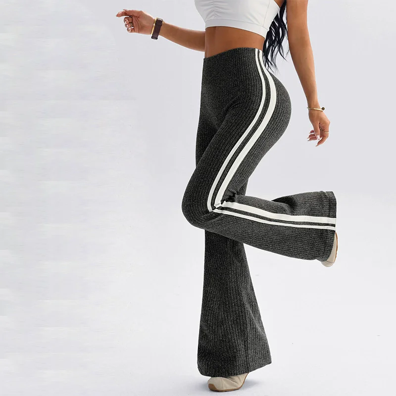 2026 New High-Waisted Belt-Cinching Yoga Pants Women Hip-Lifting Fitness Running Sports Pants Wide-Leg Slightly Flared Pants