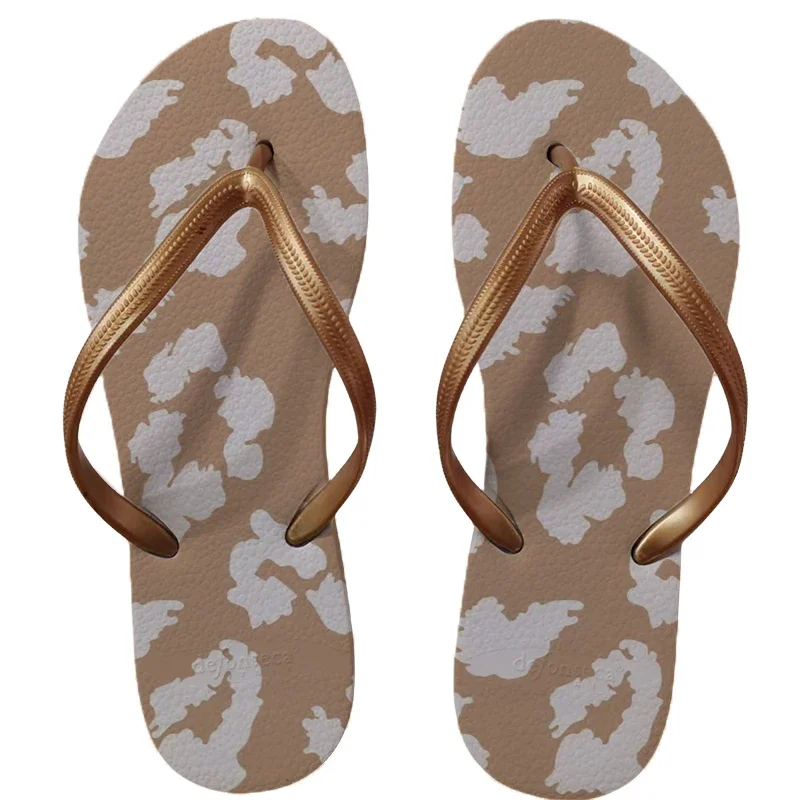 2023 leopard print beach niche versatile  design style trendy women\'s non-slip wear-resistant breathable comfortable flip-flops