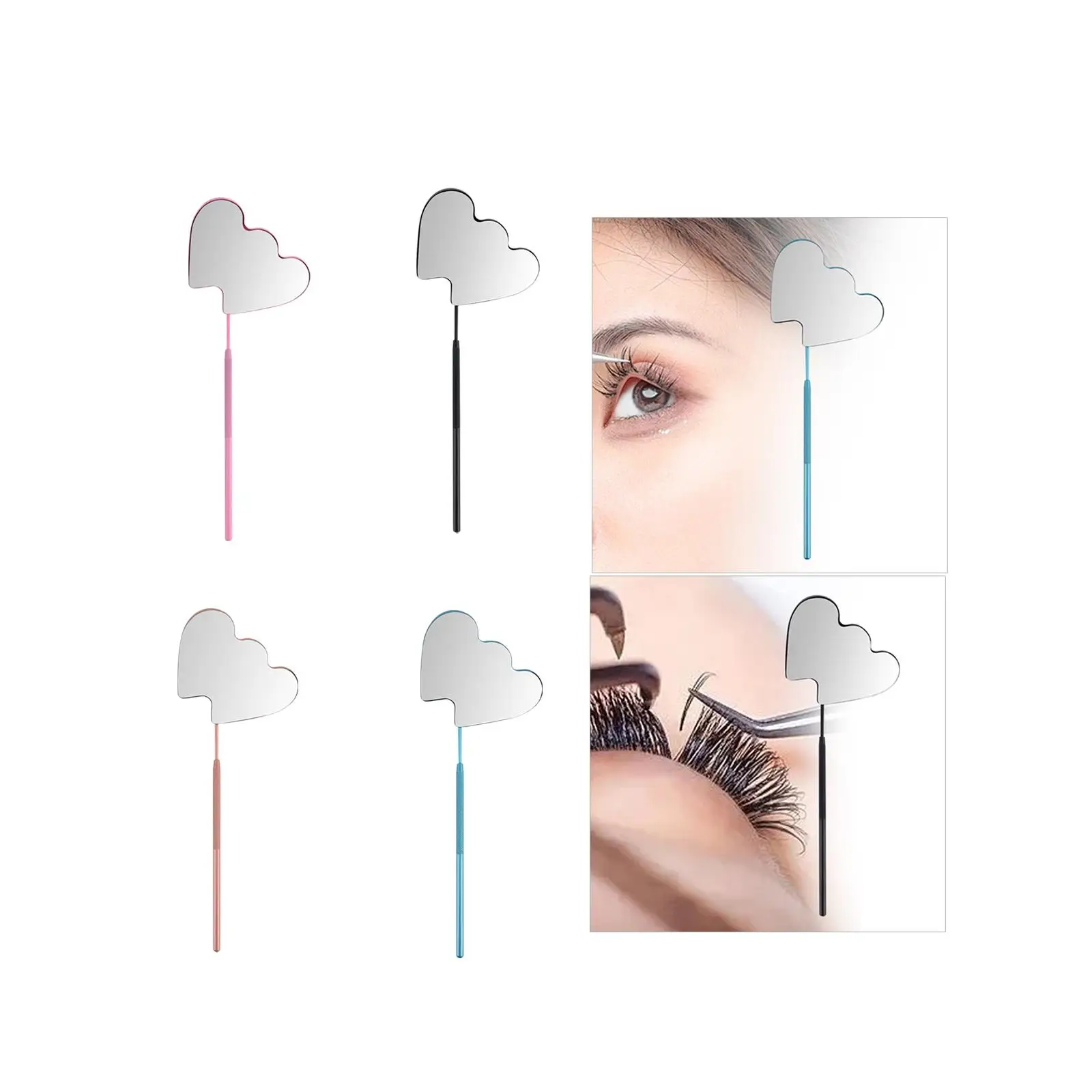 ขนตาเครื่องมือยาว Professional แบบพกพาอุปกรณ์แต่งหน้า AntiSlip Handle กระจกตรวจสอบ Grafting Eyelash เครื่องมือ