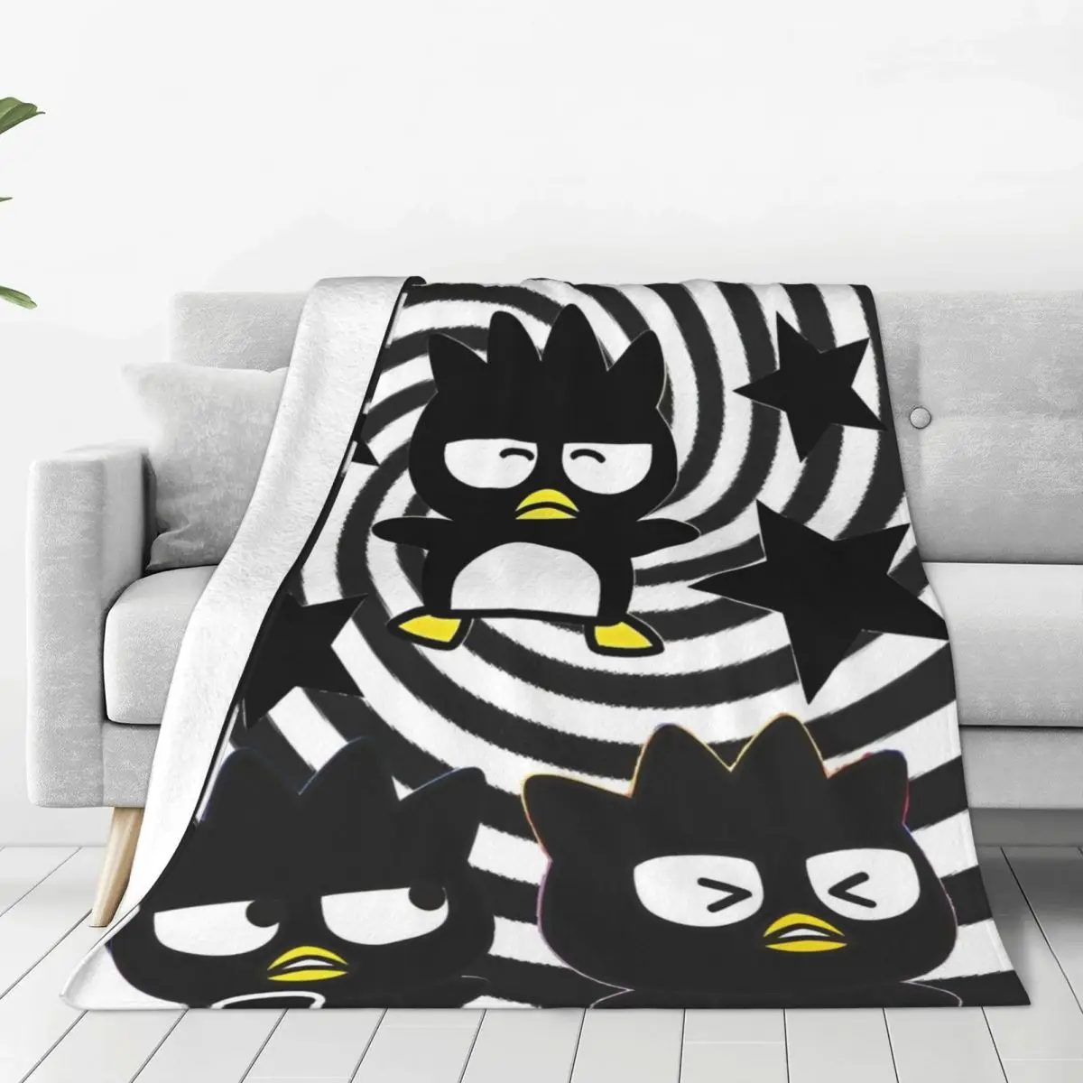 Badtz Cartoon Maru Penguin Blankets Camping Flannel Throw Blanket For Couch Bed Warm Soft Design Quality Bedspread Gift Idea