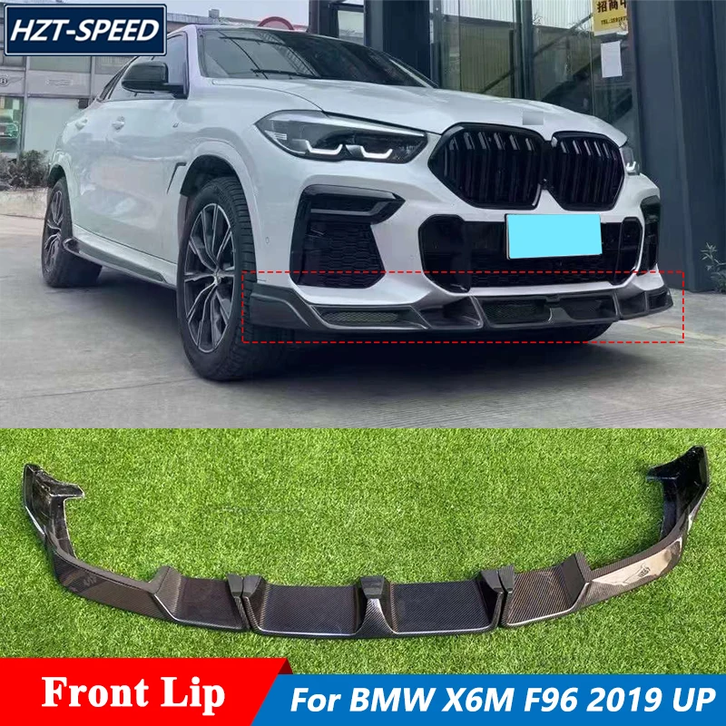 3 PCS LD Style Carbon Fiber Material Front Bumper Splitters Lip For BMW X6M F96 2019 Up