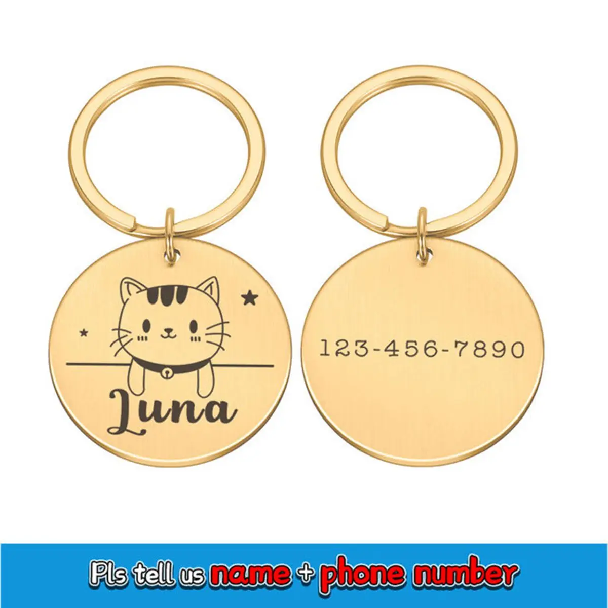 

1 pc simple cute cat Tag Laser Engraving Pet Nameplate Personalized Pet ID Tag For Kitten or cats