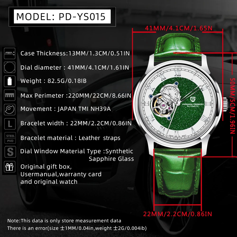 Pagani Ontwerp 2024 Nieuwe 41Mm Tourbillon Roman Digital Fashion Casual Nh39 Saffier Glas Mannen Automatisch Mechanisch Horloge PD-YS015