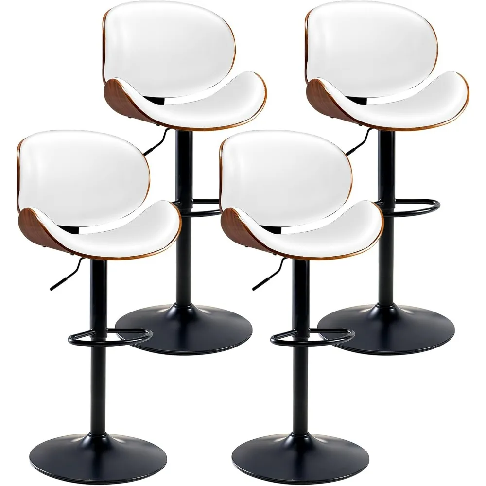 

Modern Swivel Bar Stools Set of 4, Adjustable Bentwood Counter Height Barstools 24" to 33", PU Leather Upholstered Bar Chair