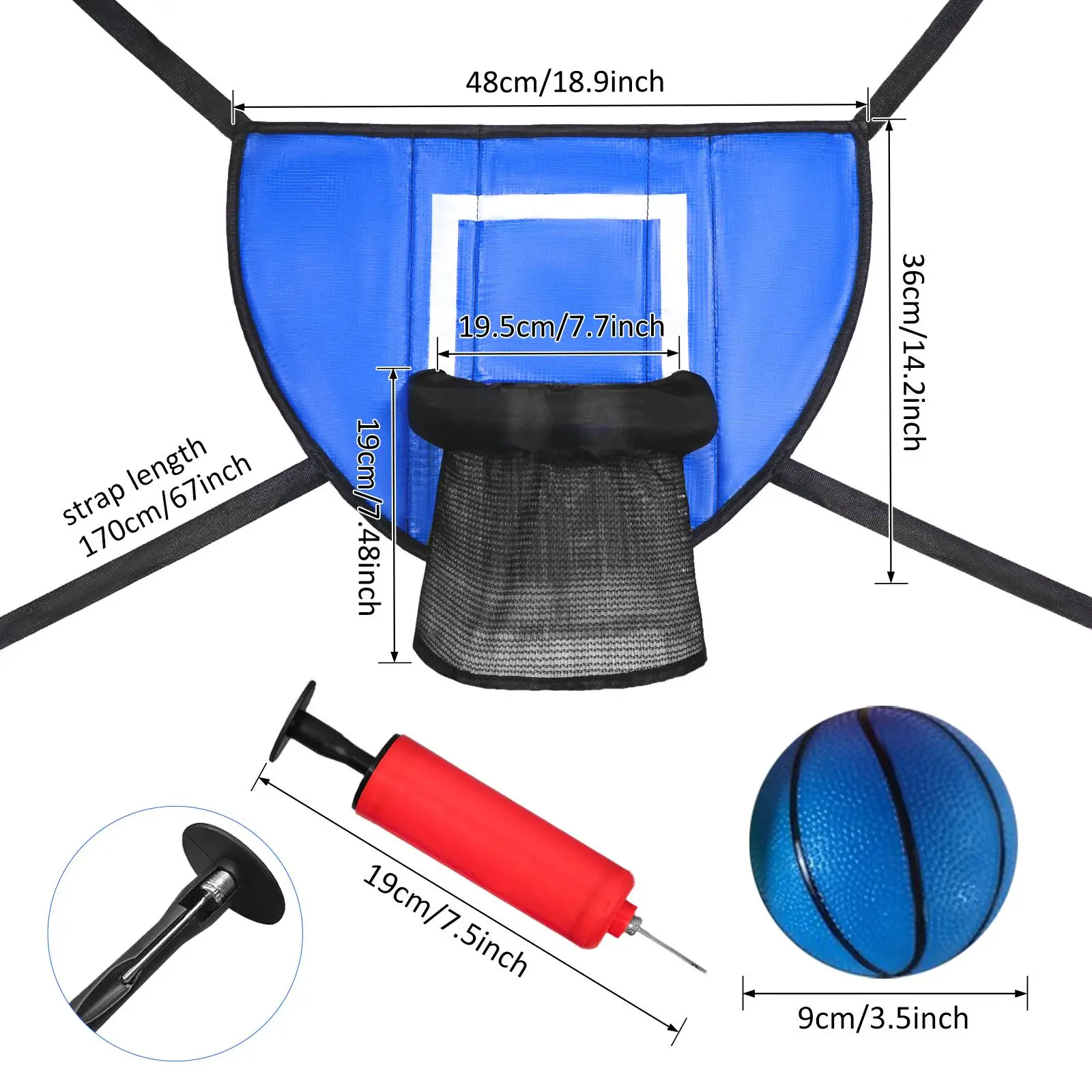 Ring basket untuk trampolin, aksesoris trampolin untuk segala usia, luar ruangan