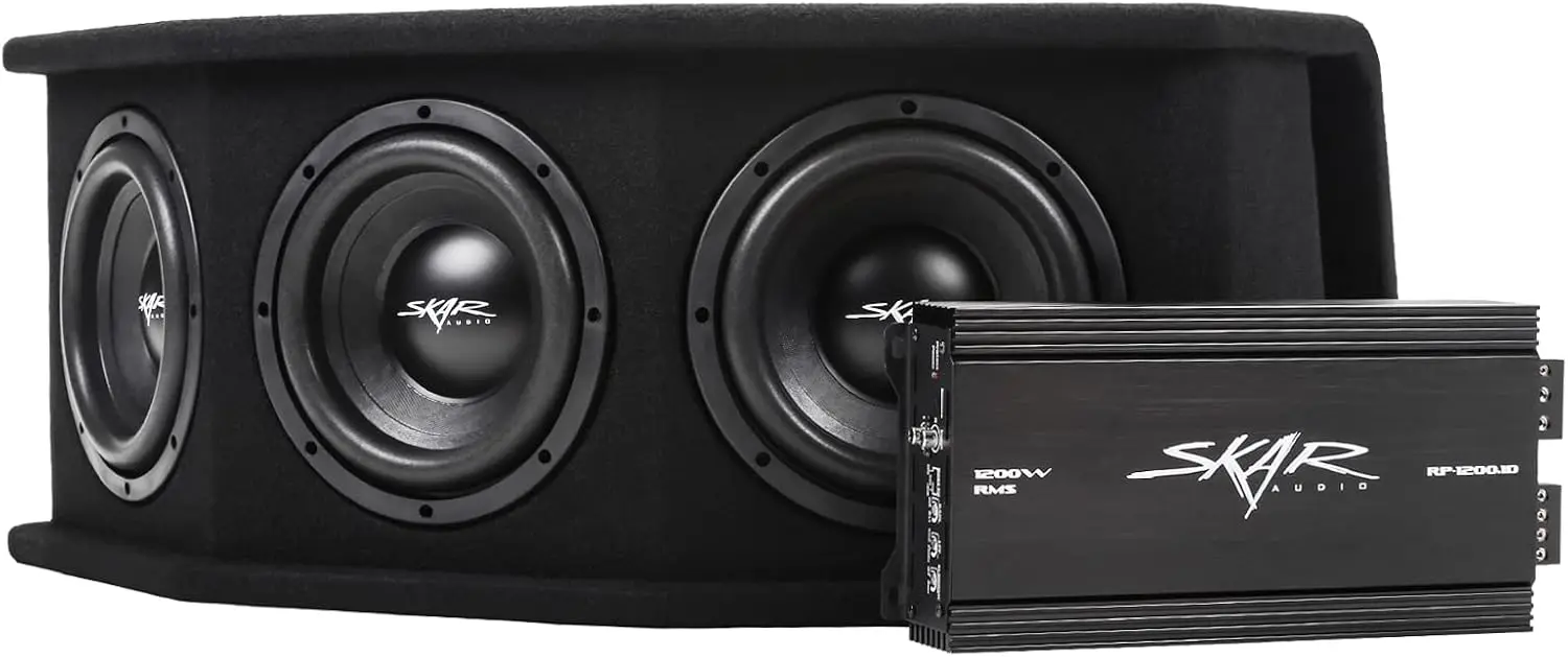 Complete 2,100-Watt Triple 8-Inch Subwoofer Bass Package with Loaded Enclosure and Amplifier