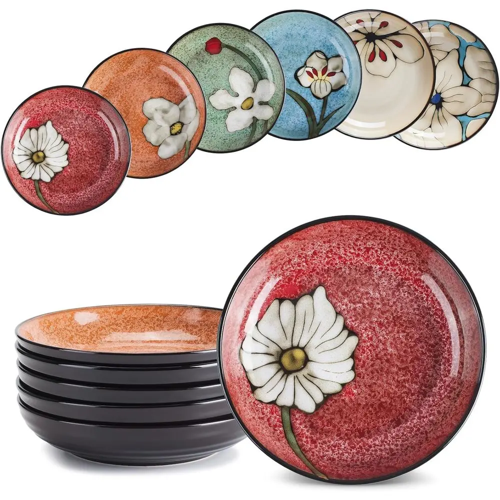 

Набор глубоких тарелок (6 шт.), большие миски для пасты, для стейков, салатов, закусок, пригодные для мытья в посудомоечной машине, использования в микроволновой печи и духовке (8.8 л)