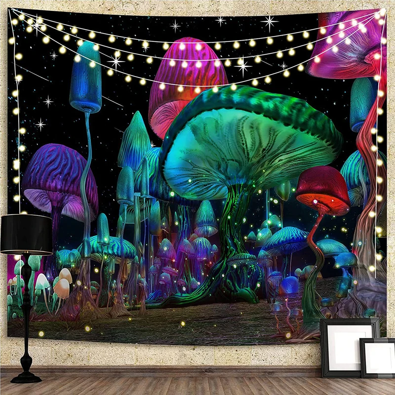 Psychedelic Mushroom Tapestry Divination Psychic Wall Hanging Hippie Boho Cute Room Decoration Magic Tapestries Art Home Decor