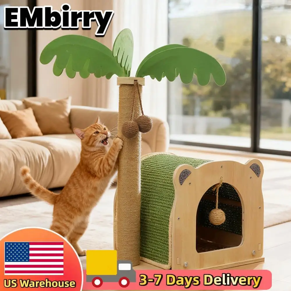 

Coconut Tree Cat Toy Wooden Interactive Condo with Hanging Balls Small Wooden Cat House for Kittens and Cats Toys Product