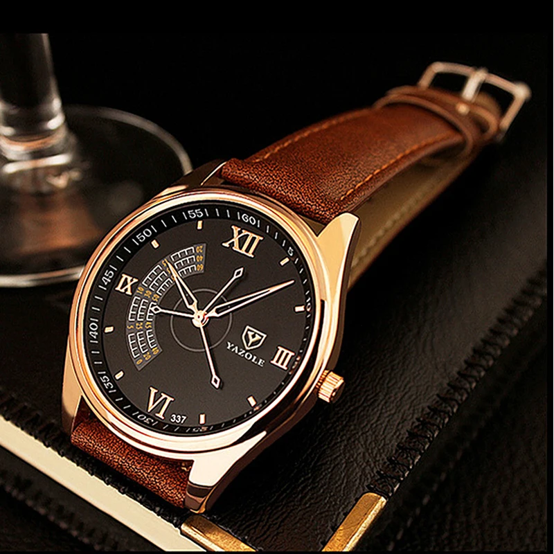 

YAZOLE Watch Men Top Brand Fashion Men's Analog Quartz Watch Casual Business Leather Men Watch Male Clock relojes para hombre