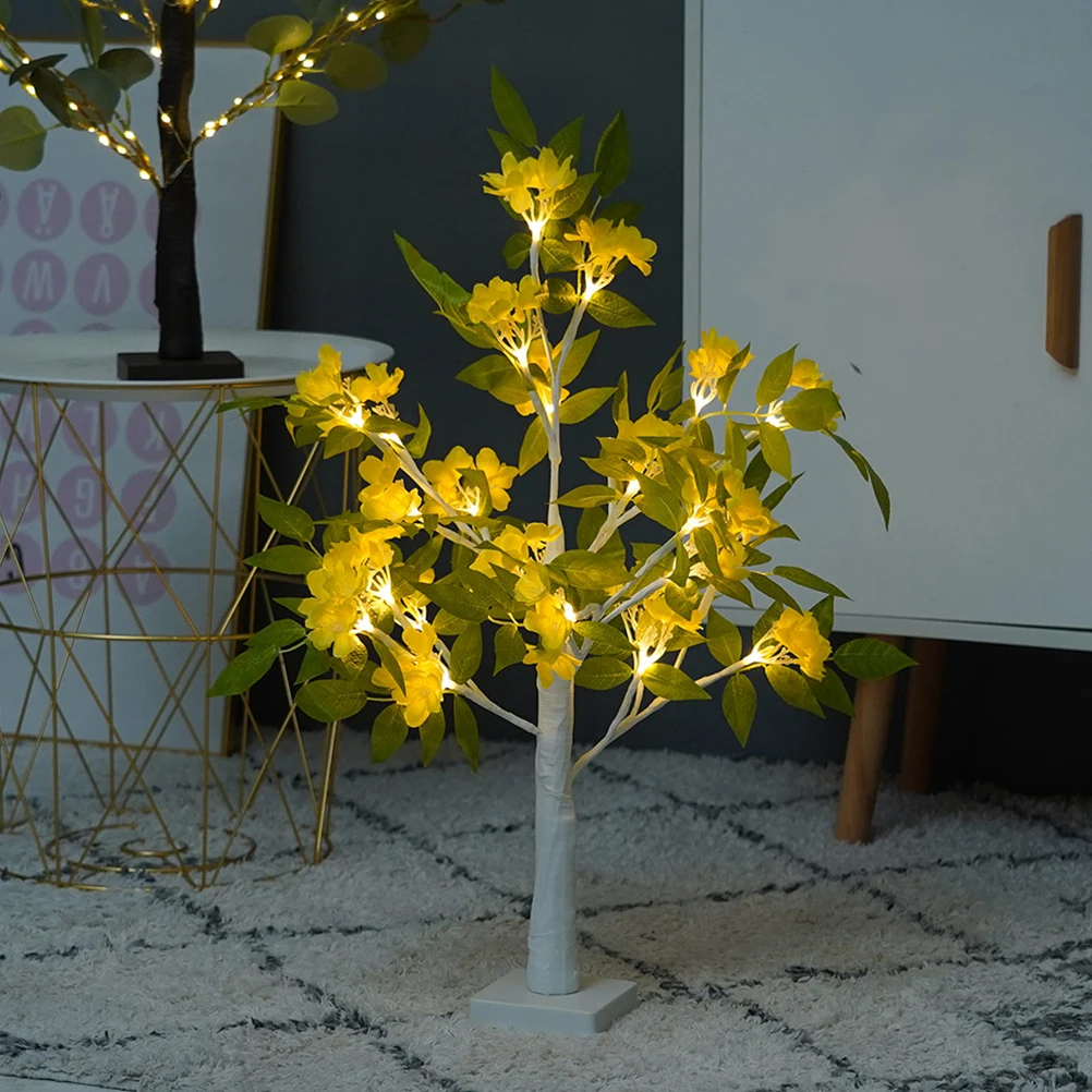 

1pc Wisteria Flower Tree Shape Night Light Lamp For Bedroom Home Party Desktop Decor Operated Warm Glow