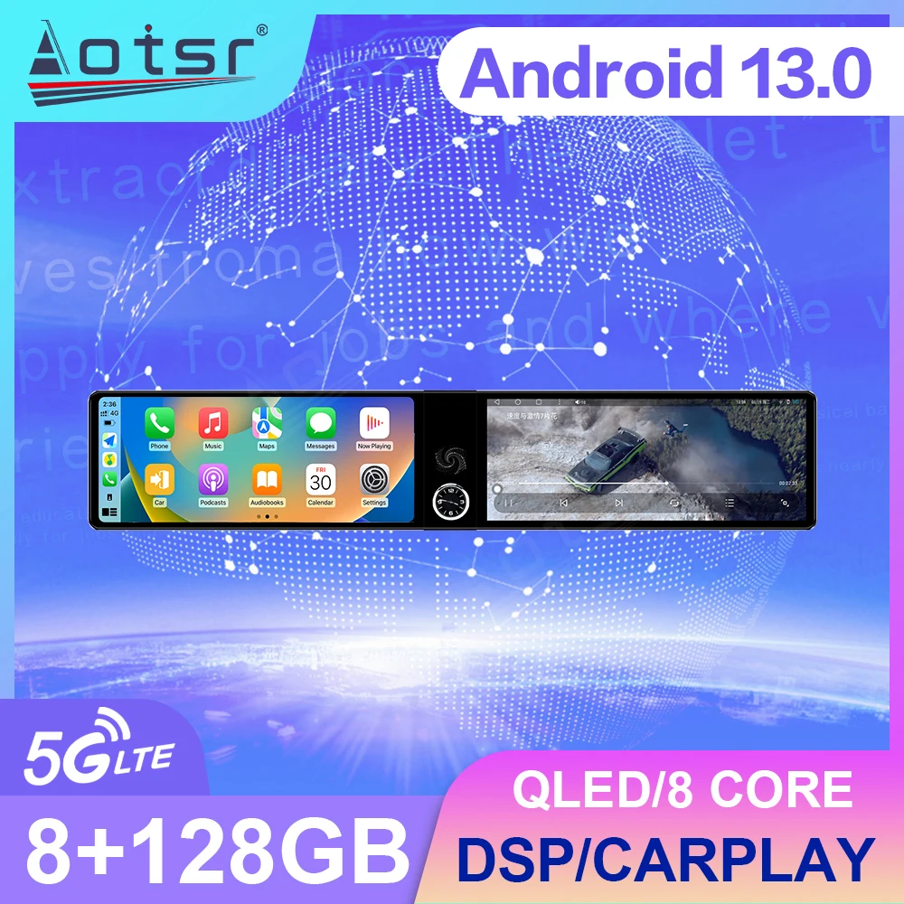 

For Audi A3 2015-2020 Dual 12.3 Inch Touch Screen Android 13 Carplay Car Radio Car GPS Navigation Multimedia Player Upgrade Kit