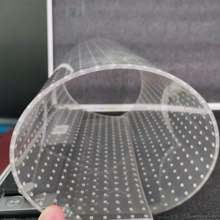 Ekran LED z przezroczystej folii TFL, do użytku wewnątrz i na zewnątrz, miękki, zwijany, kryształowy.