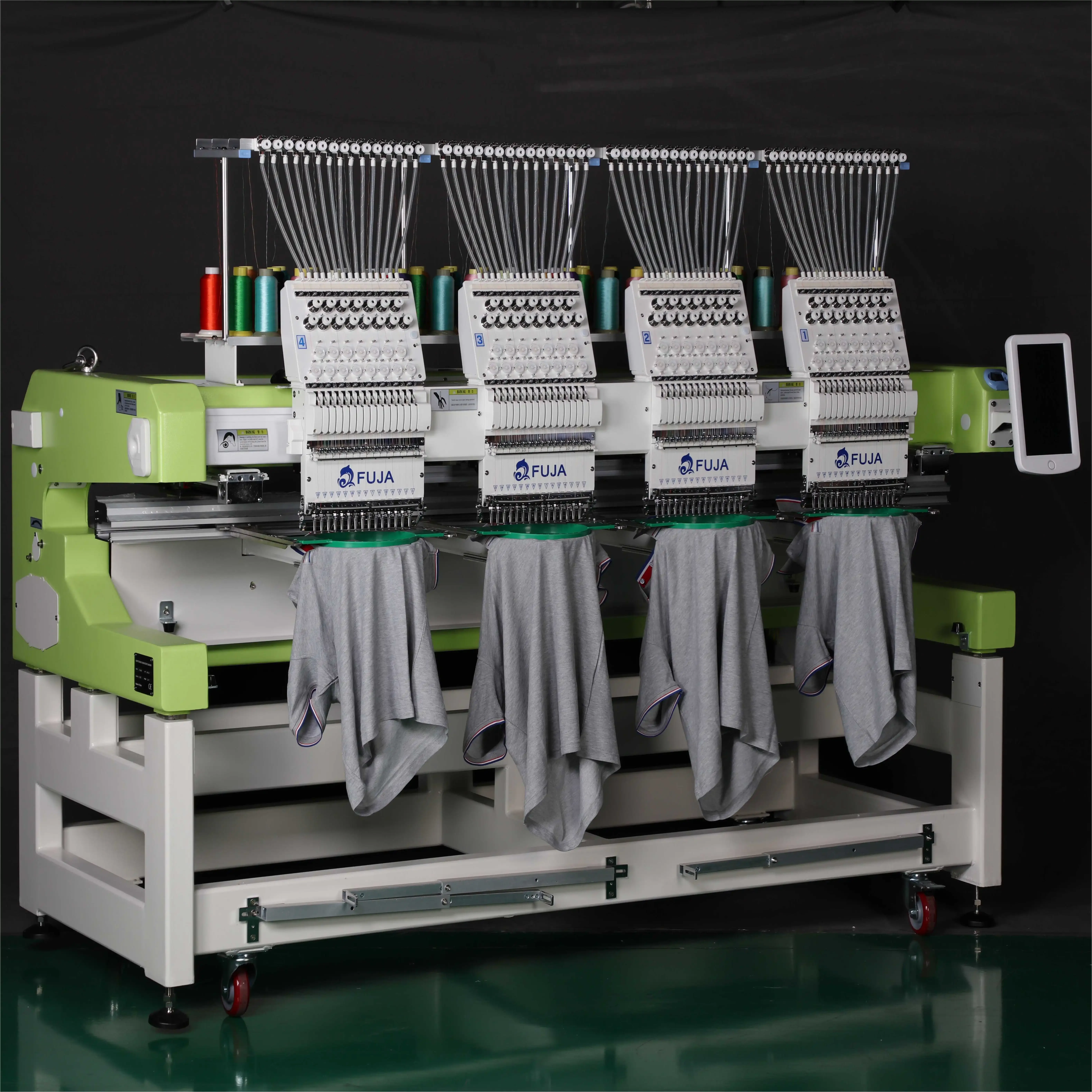 Industrial 12 15 needle 4 head computer embroidery machine automatic shirt cap t shirt computerized embroidery machine four head