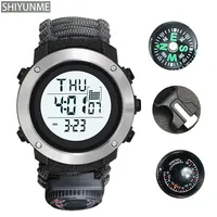 SHIYUNME Nylon watch Men Sports Watches Outdoor Camping Compass Thermometer Waterproof LED Digital Chic Watch Man Military Watch