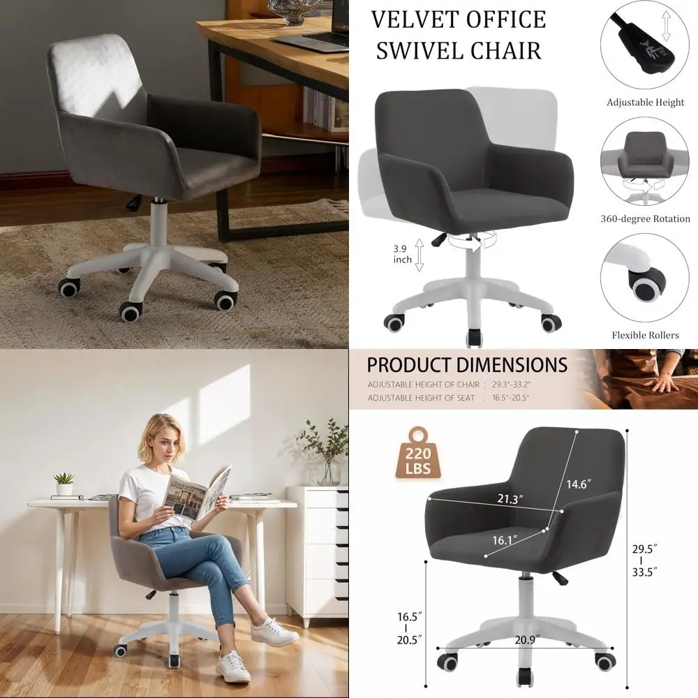 Luksusowe obrotowe krzesło biurowe: ergonomiczne krzesło do biurka komputerowego z obrotem 360 stopni °   Obrotowe i regulowane pod kątem wysokości siedziska dla komfortowego siedzenia