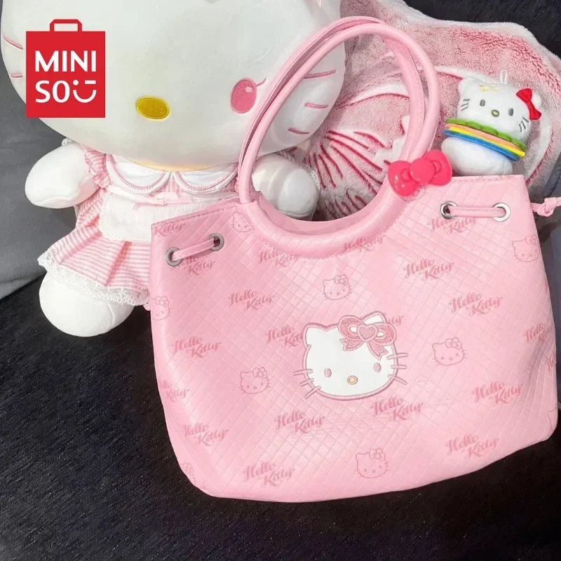 Fashion Korean Version 2024 New Hello Kitty Tote Bag Girl Heart Cartoon Large Capacity One Shoulder Handheld Versatile Outing