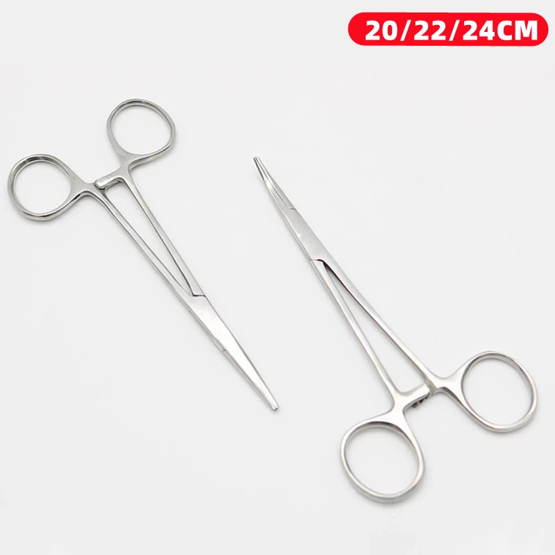 Stainless Steel Curved Tip and Straight Tip Forceps Locking Clamps Hemostatic Forceps Arterial Forceps Clamp Fish Hook Pliers