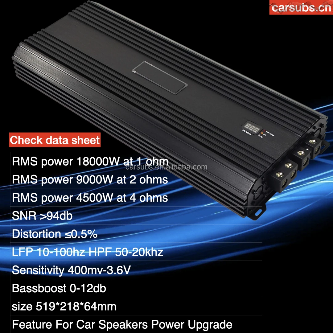 النمط البرازيلي كامل المدى RMS 18000 واط مضخم صوت السيارة الذروة 36000 واط SPL قوي باس 1 أوم قطعة واحدة سيارة مكبر للصوت فئة D