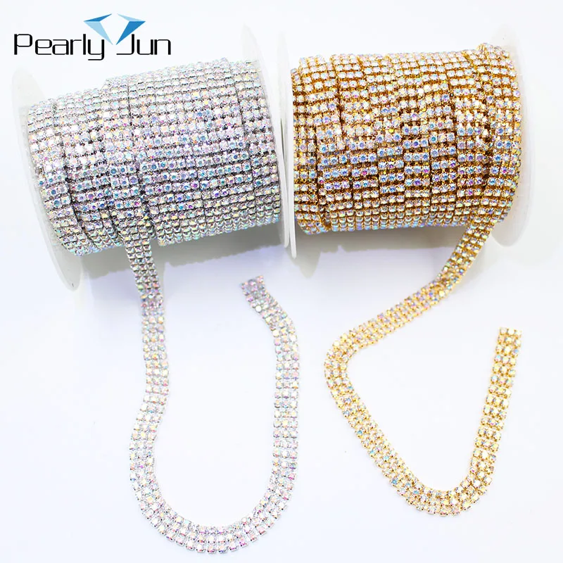 10Yards 0.9cm 3 Rows of Simple Diamond Chain Rhinestone Trim Used For Clothing Shoes Bags Webbing DIY Sewing Accessories ML123