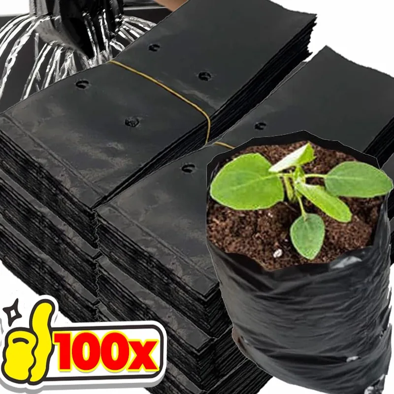 

PE Black Seedling Planting Bag Breathable Nursery Plants Cultivation Pot Seedling Cup Nutrient Bowl Orchard Transplant Container