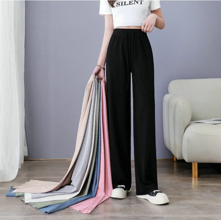 wide leg pant Korean version of the wild nine pants loose wide leg pants women summer sense high waist Straight InsTrouser pants