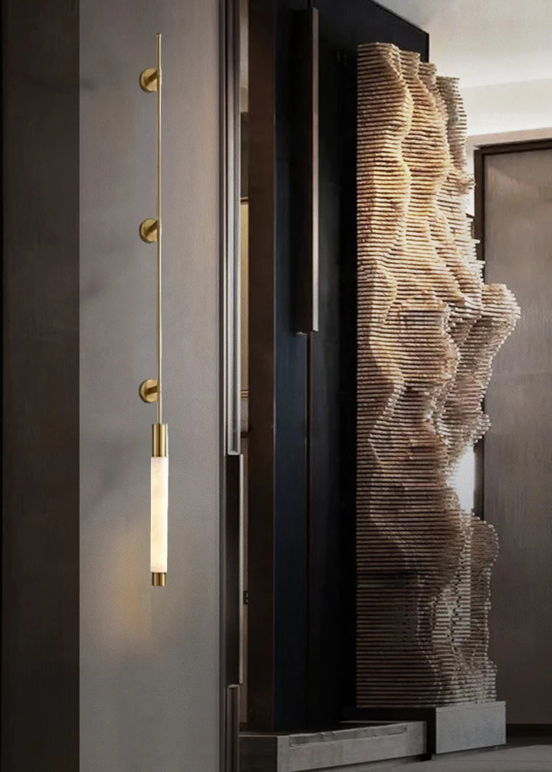 Simple Natural White Marble Wall Light Copper