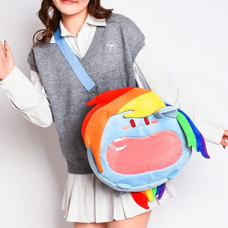 My Little Pony Plush Backpack Cartoon Rainbow Dash Itabag Large-capacity Badge Storage Anime Peripherals Girls\' Holiday Gifts