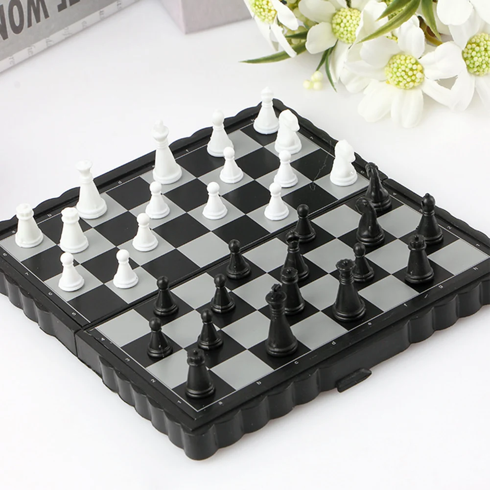 

Mini Chess Board Folding Chessmen Checkers Portable Flying Chess Ludo Snakes and Ladders for Friend Children Gift Camping Travel
